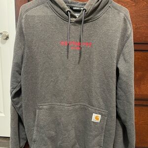 Carhartt Charcoal Hoodie with Red Logo